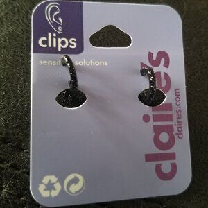 Claire's Clip-on Black Small Hoops Earrings